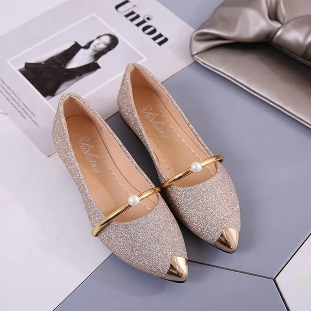 1Pair pearl pumps womens sandals heels summer heels women black flats slip on flats bathroom decor Pearl Single Shoes Woman Pumps Flat Nude Shoes Pointed Toe Pumps knee boots Work