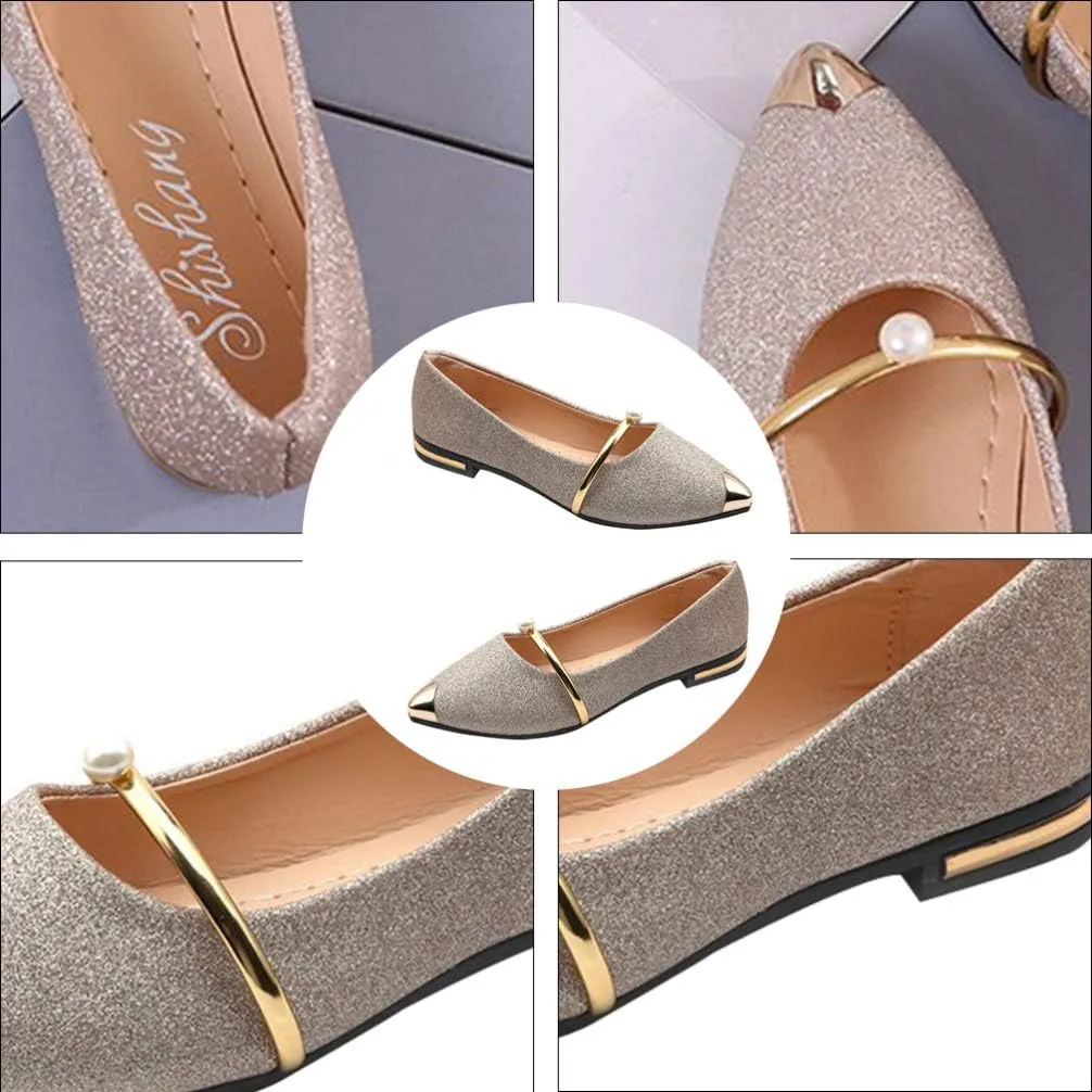 1Pair pearl pumps womens sandals heels summer heels women black flats slip on flats bathroom decor Pearl Single Shoes Woman Pumps Flat Nude Shoes Pointed Toe Pumps knee boots Work