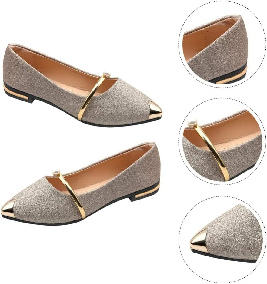 1Pair pearl pumps womens sandals heels summer heels women black flats slip on flats bathroom decor Pearl Single Shoes Woman Pumps Flat Nude Shoes Pointed Toe Pumps knee boots Work