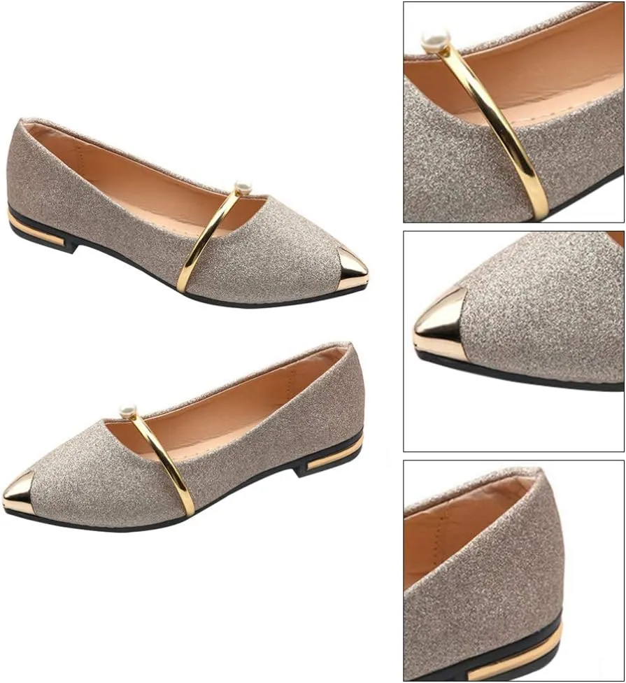 1Pair pearl pumps womens sandals heels summer heels women black flats slip on flats bathroom decor Pearl Single Shoes Woman Pumps Flat Nude Shoes Pointed Toe Pumps knee boots Work