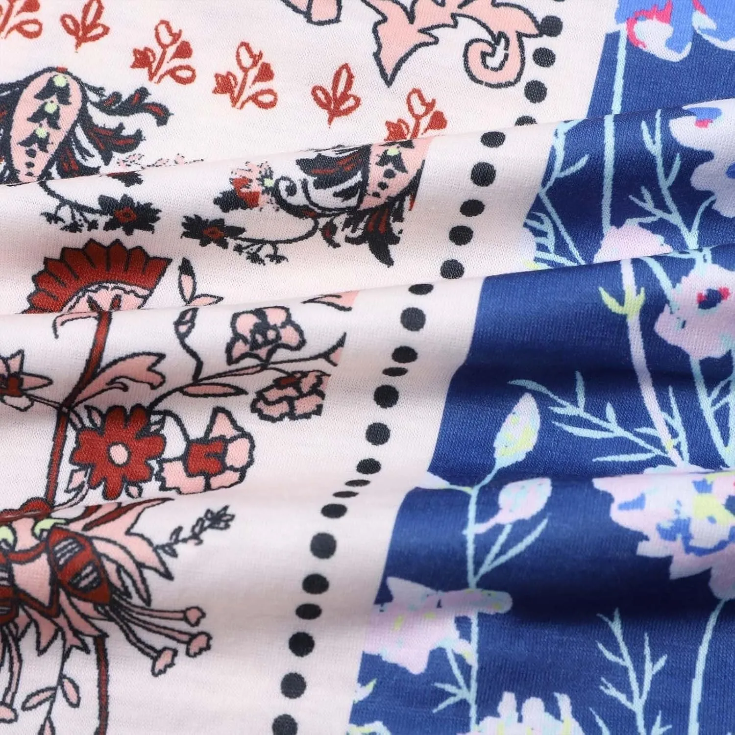 2025 Women Boho Casual Summer Beach Vacation Floral Printed Short Sleeve Tunic Wedding Guest Dress