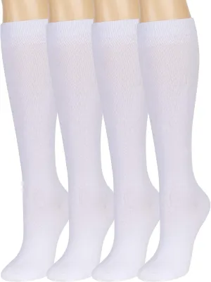 4 Pair Bamboo Knee High Socks Thin Casual Dress Socks Breathable Lightweight Stockings