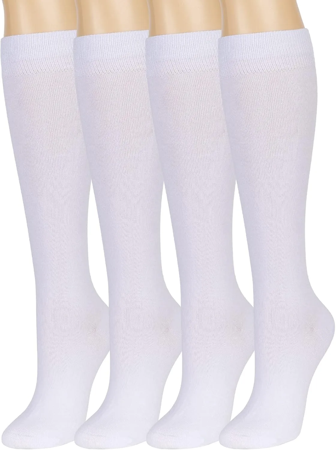 4 Pair Bamboo Knee High Socks Thin Casual Dress Socks Breathable Lightweight Stockings