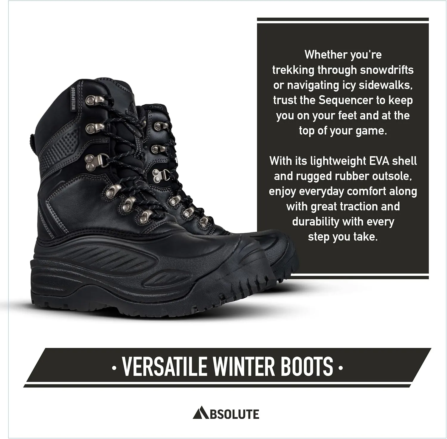 Absolute Sequencer 2 Snow Winter Boots for Men, Warm, Insulated, Waterproof Shell