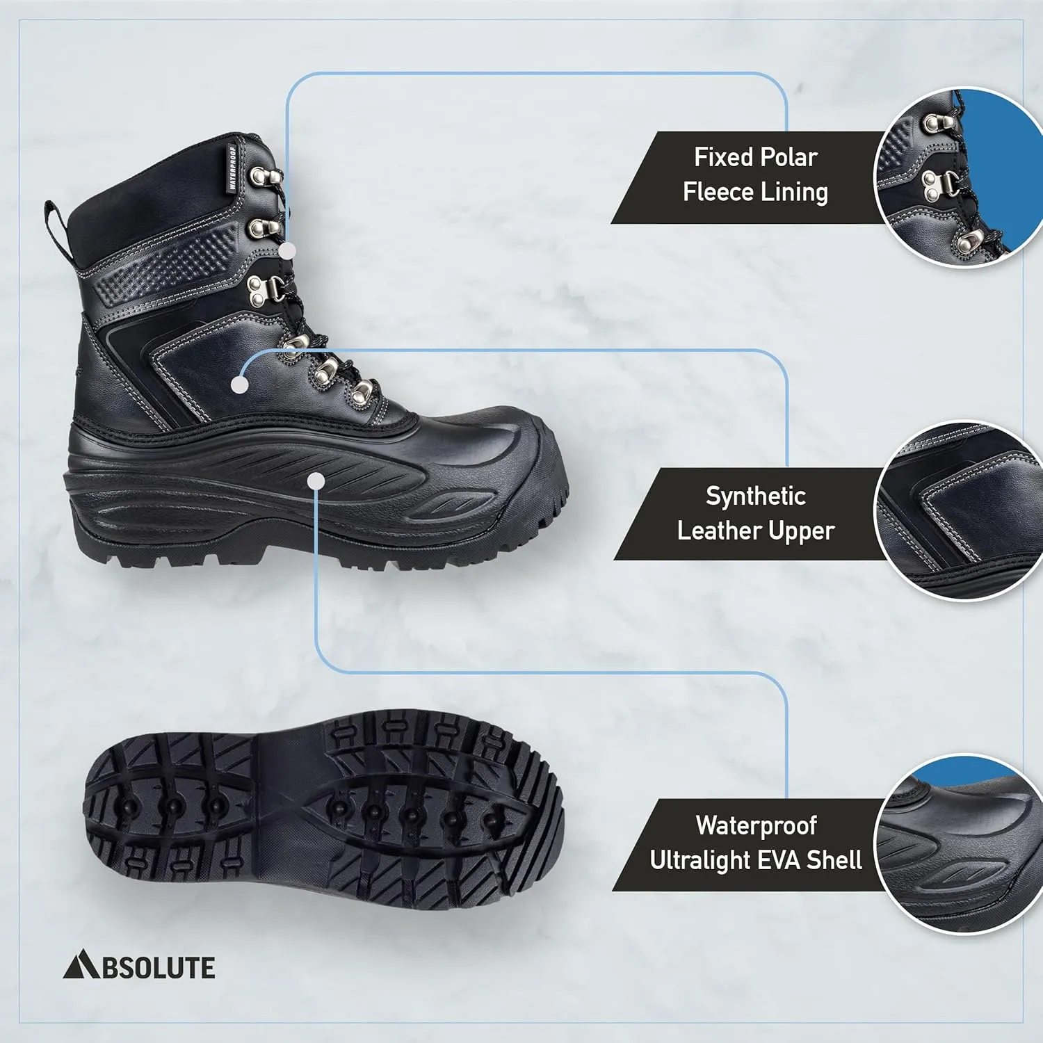 Absolute Sequencer 2 Snow Winter Boots for Men, Warm, Insulated, Waterproof Shell