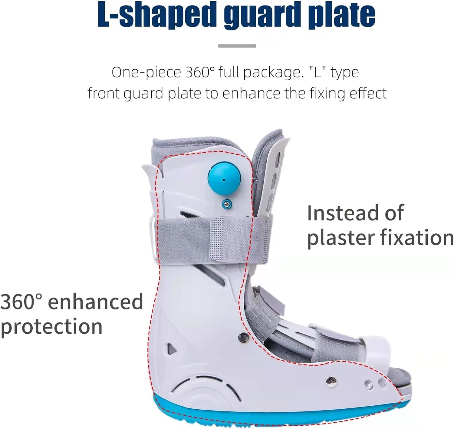 Air Cam Walker Fracture Boot, Medical Inflatable Walking Boot, Orthopaedic boot for Sprained Ankle, Stress Fracture, Broken Foot or Achilles Tendonitis (Manual Inflation, M)