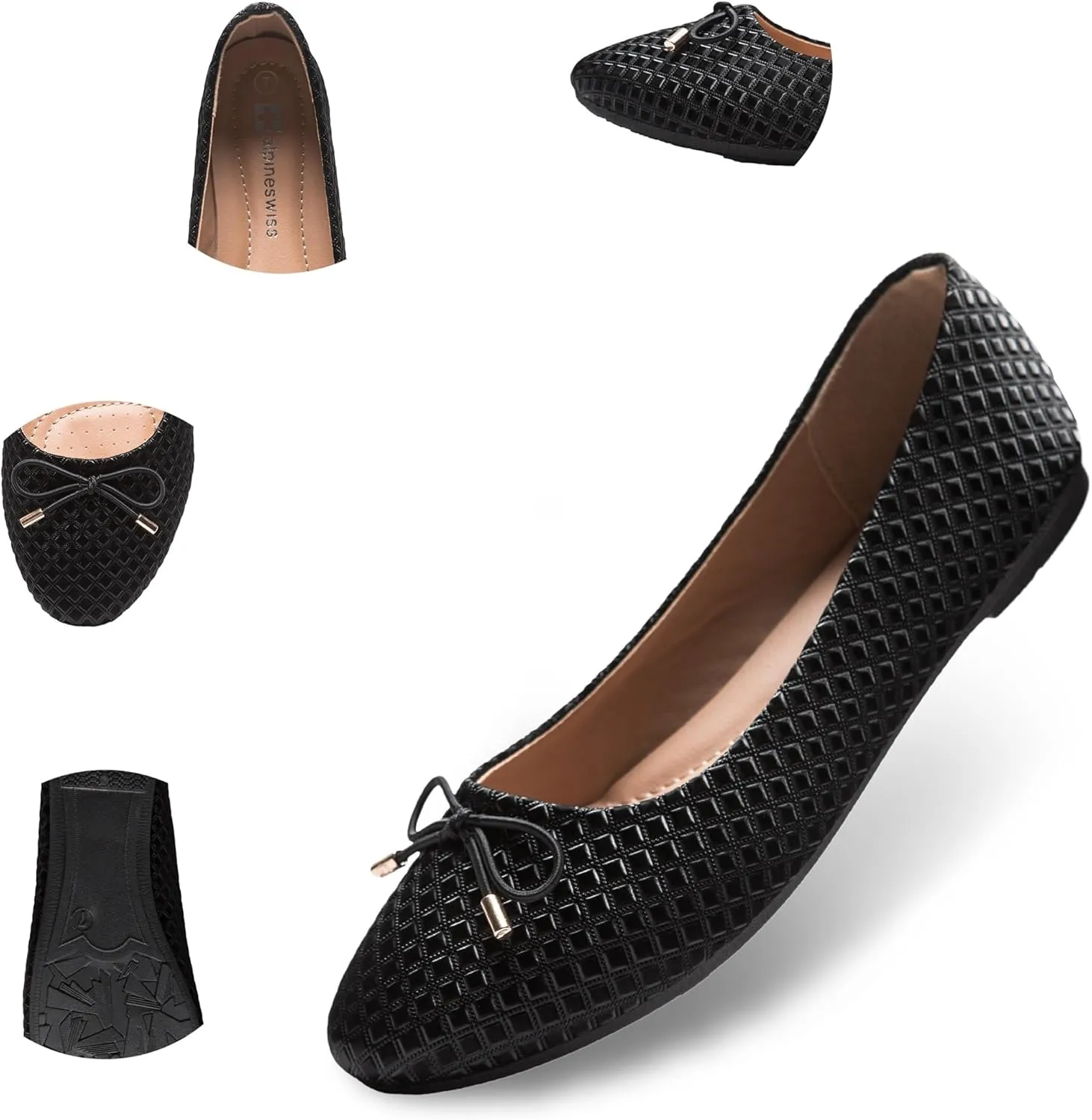 Alpine Swiss Claire Womens Ballet Flats Classic Round Toe Slip on Comfortable Flat Shoes