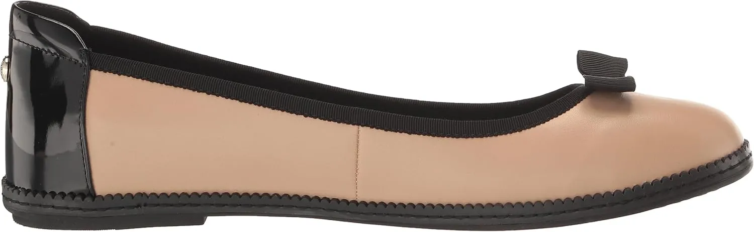 Anne Klein Womens Ember Faux Leather Round Toe Ballet Flats