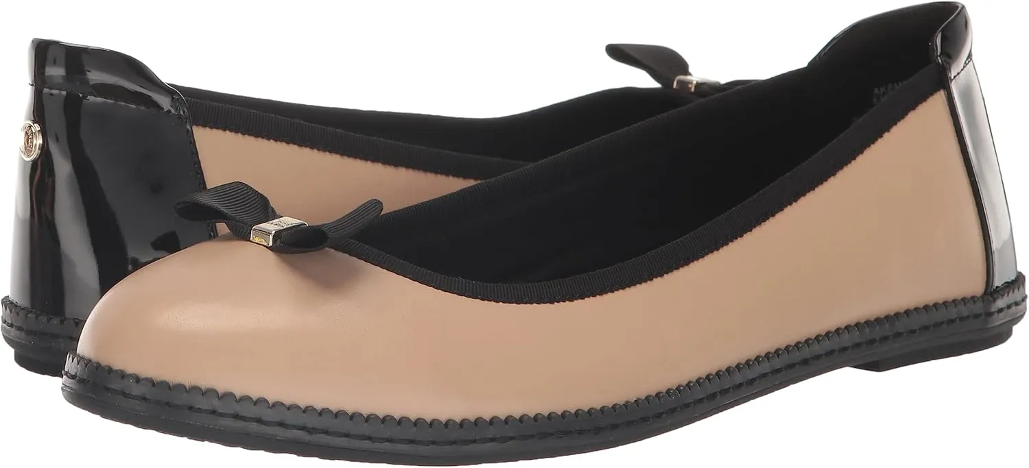 Anne Klein Womens Ember Faux Leather Round Toe Ballet Flats