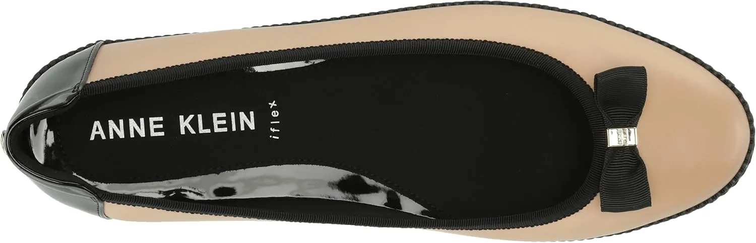 Anne Klein Womens Ember Faux Leather Round Toe Ballet Flats