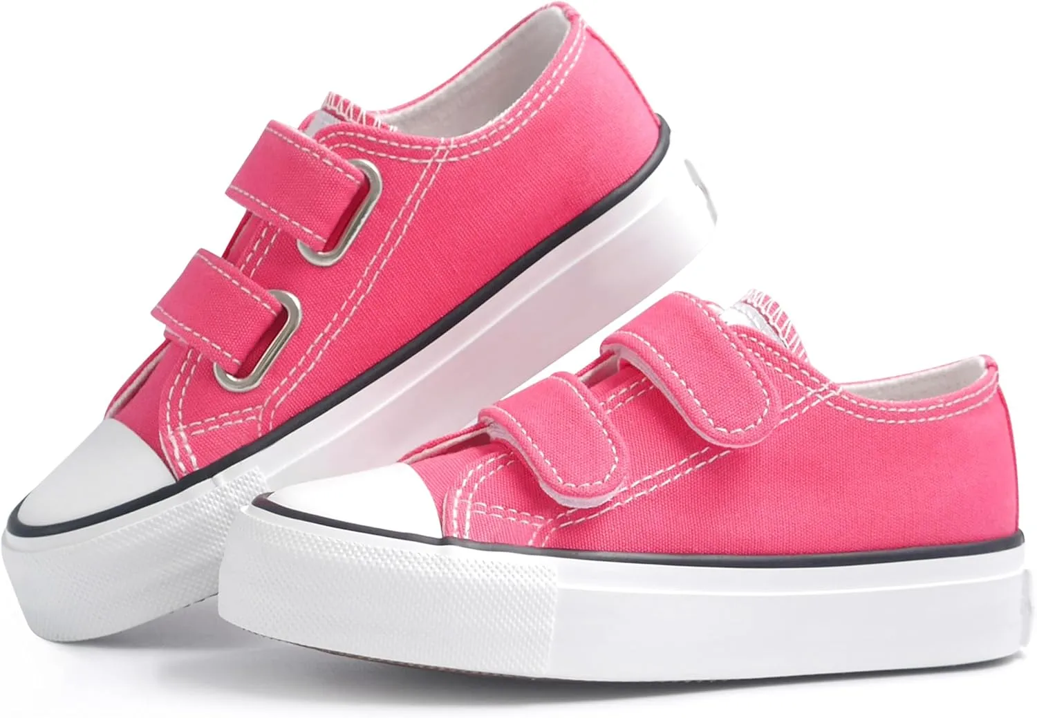 ANTLULU Boys and Girls Canvas Shoes Dual Adjustable Hook and Loop Classic Low Top Kids Sneakers