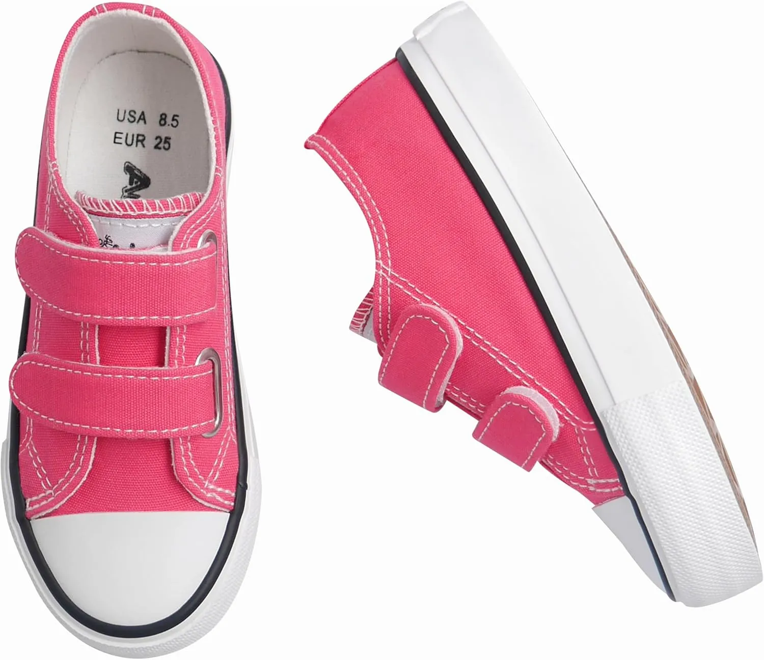 ANTLULU Boys and Girls Canvas Shoes Dual Adjustable Hook and Loop Classic Low Top Kids Sneakers