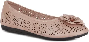 Antwerp Womens Flats Slip-On Shoes Comfortable with Memory Foam Eyelet Details & Rose Ornament