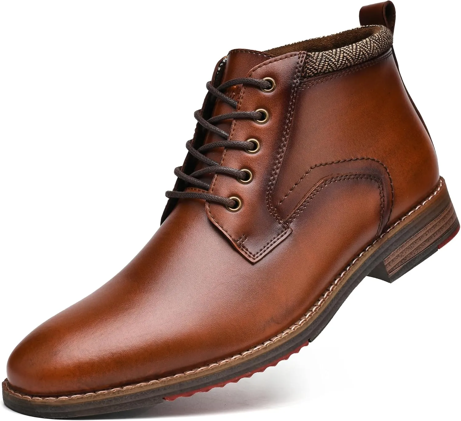 Arkbird Mens Oxford Leather Dress Boots Classic Cap Toe Side Zip Mid Top Casual Ankle Boots for Men