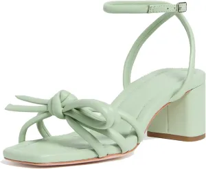 Arqa Bow-embellished Natural Raffia Heeled Sandals for Women Open Squared Toe Block Mid Heel Ankle Strap Sandal Summer Wedding Party Dressy Shoes