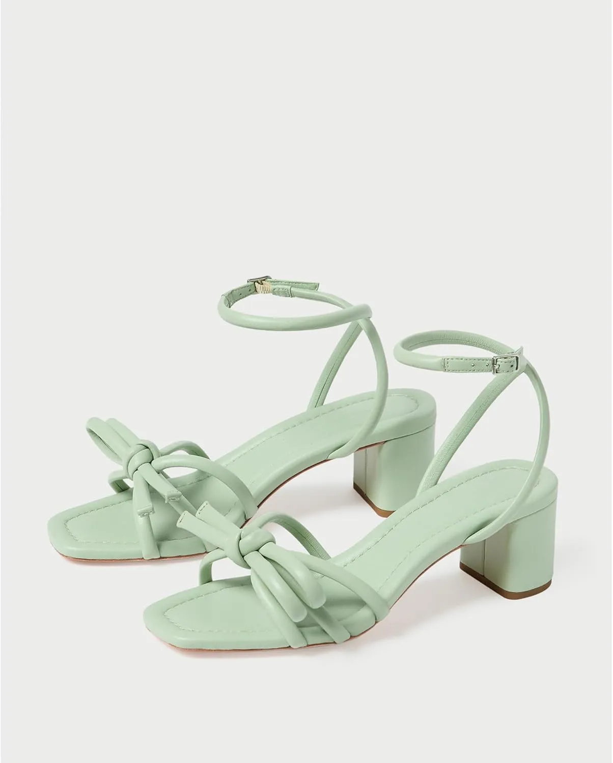 Arqa Bow-embellished Natural Raffia Heeled Sandals for Women Open Squared Toe Block Mid Heel Ankle Strap Sandal Summer Wedding Party Dressy Shoes