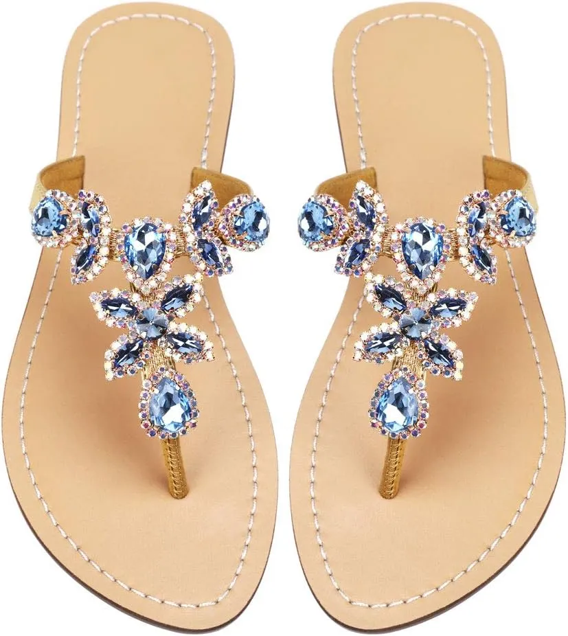 Available in 13 Colors,Rhinestone Sandals,Women's Flat Sandals,Flip Flop,Jeweled Sandals
