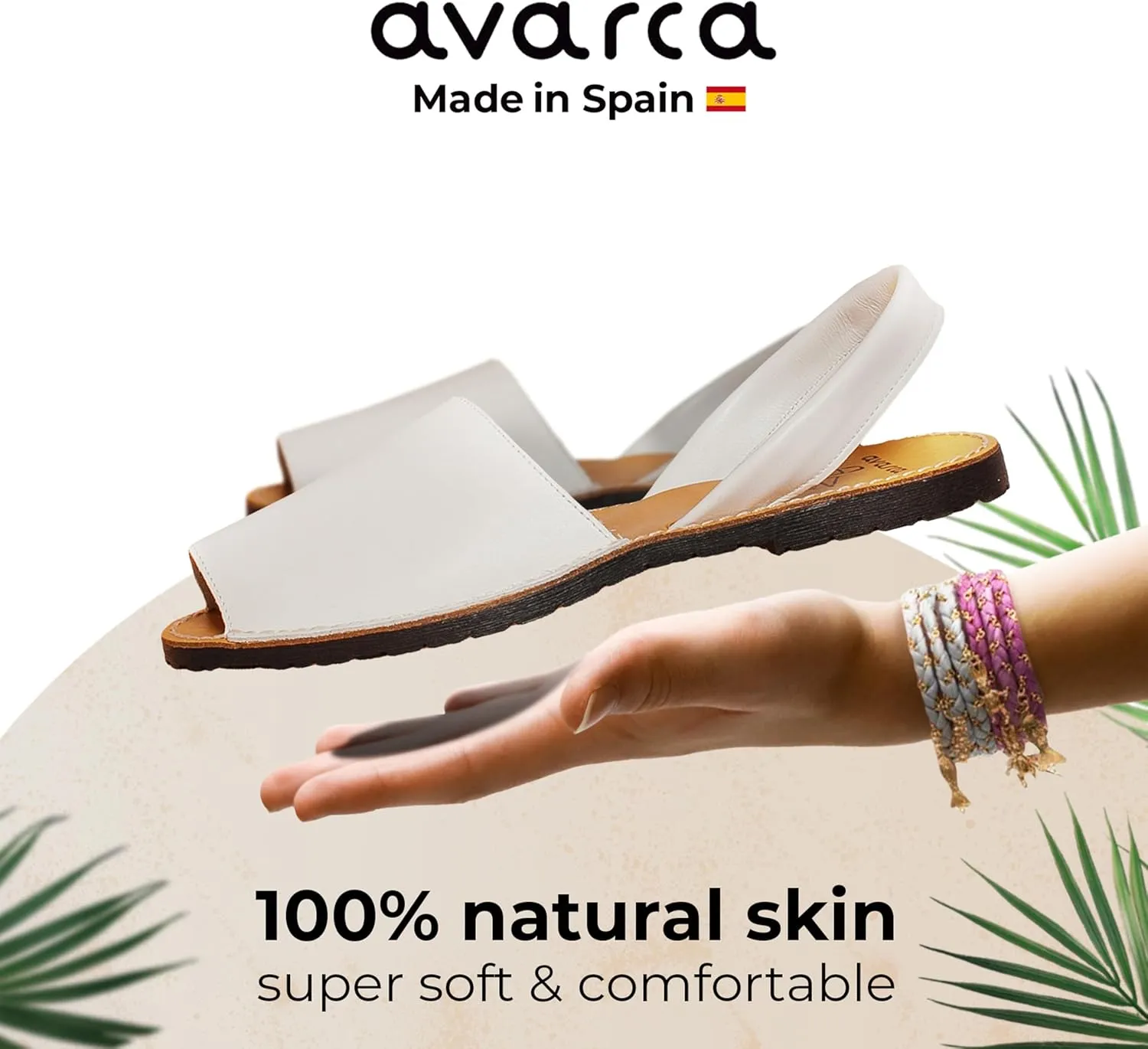 Avarca Leather Flat Sandals for Women - Made in Spain - Peep Toe Womens Sandals, Perfect Beach Essentials - Comfortable Spanish Women's Shoes for Every Occasion, Handmade Slingback Shoes