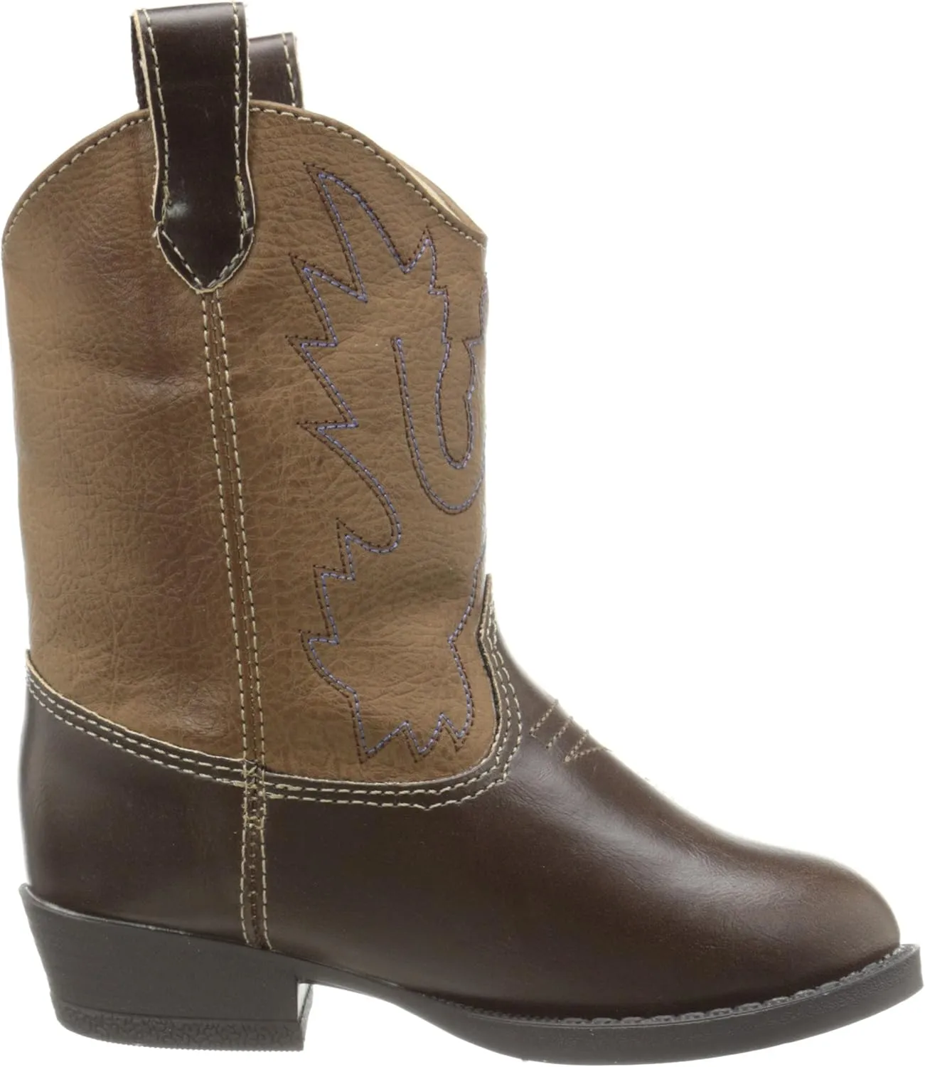 Baby Deer, Faux-leather, Rubber-soled, Kids Pointed Toe Western Boot for Boy or Girl Children with Ornamental Cowboy Stitching