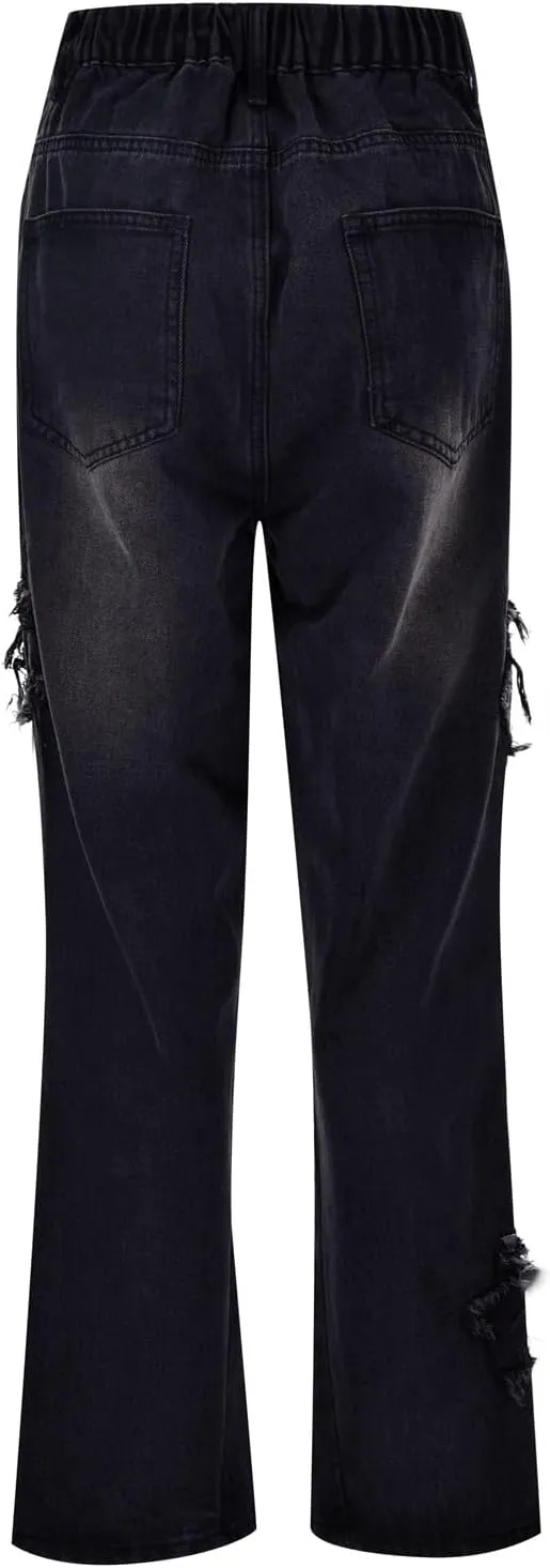 Baggy Jeans for Women Low Rise Hip Hop Pants Vintage Wide Leg Boyfriend Jeans Aesthetic Clothing