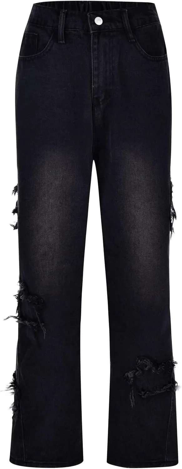 Baggy Jeans for Women Low Rise Hip Hop Pants Vintage Wide Leg Boyfriend Jeans Aesthetic Clothing