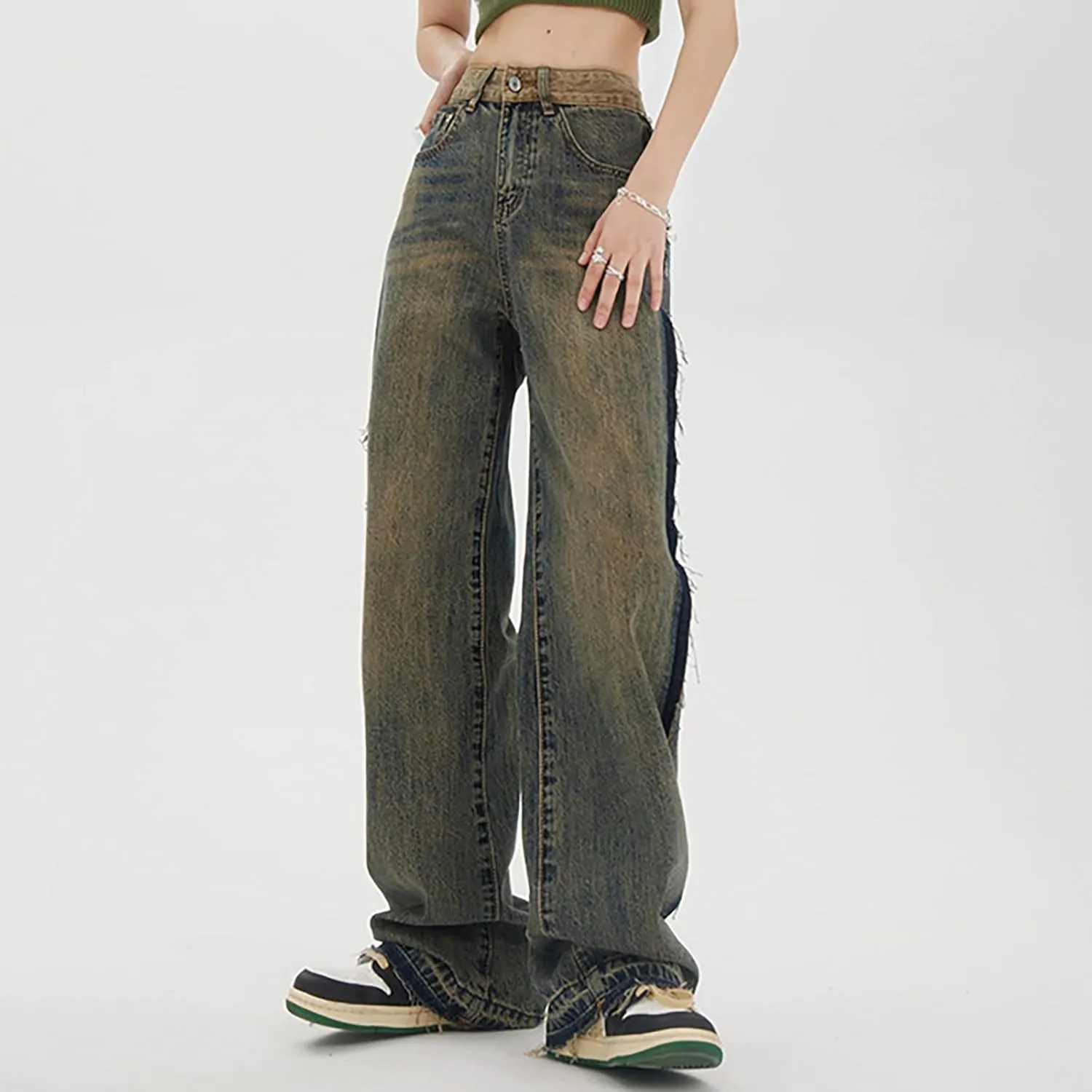 Baggy Jeans for Women Y2K High Street Boyfriend Pants Vintage Jeans Aesthetic Clothing Teen Girls Streetwear Hiphop