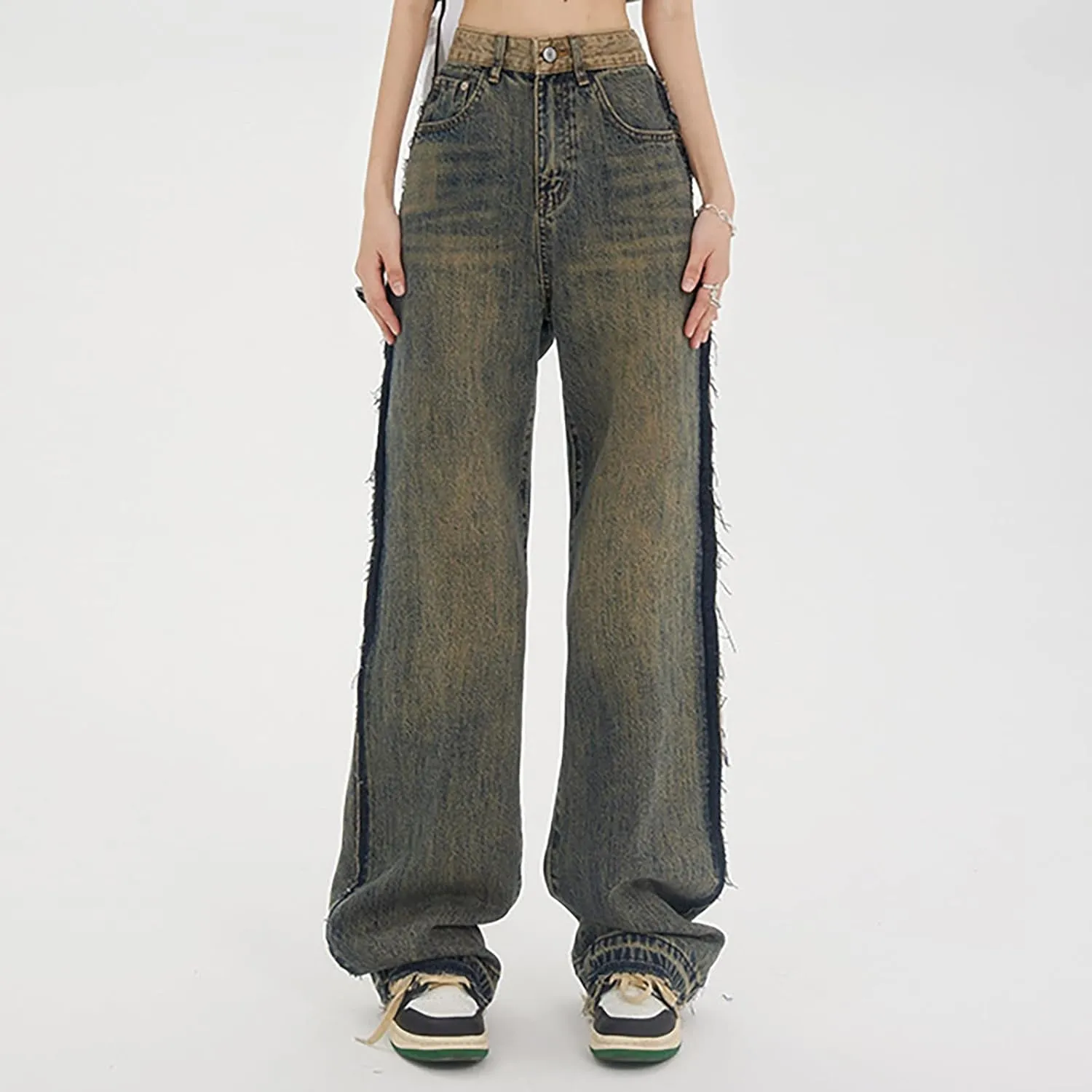 Baggy Jeans for Women Y2K High Street Boyfriend Pants Vintage Jeans Aesthetic Clothing Teen Girls Streetwear Hiphop