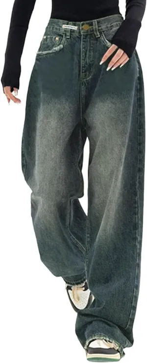 Baggy Jeans for Women Y2K High Street Pants Vintage Jeans Aesthetic Clothing Teen Girls Streetwear Hiphop