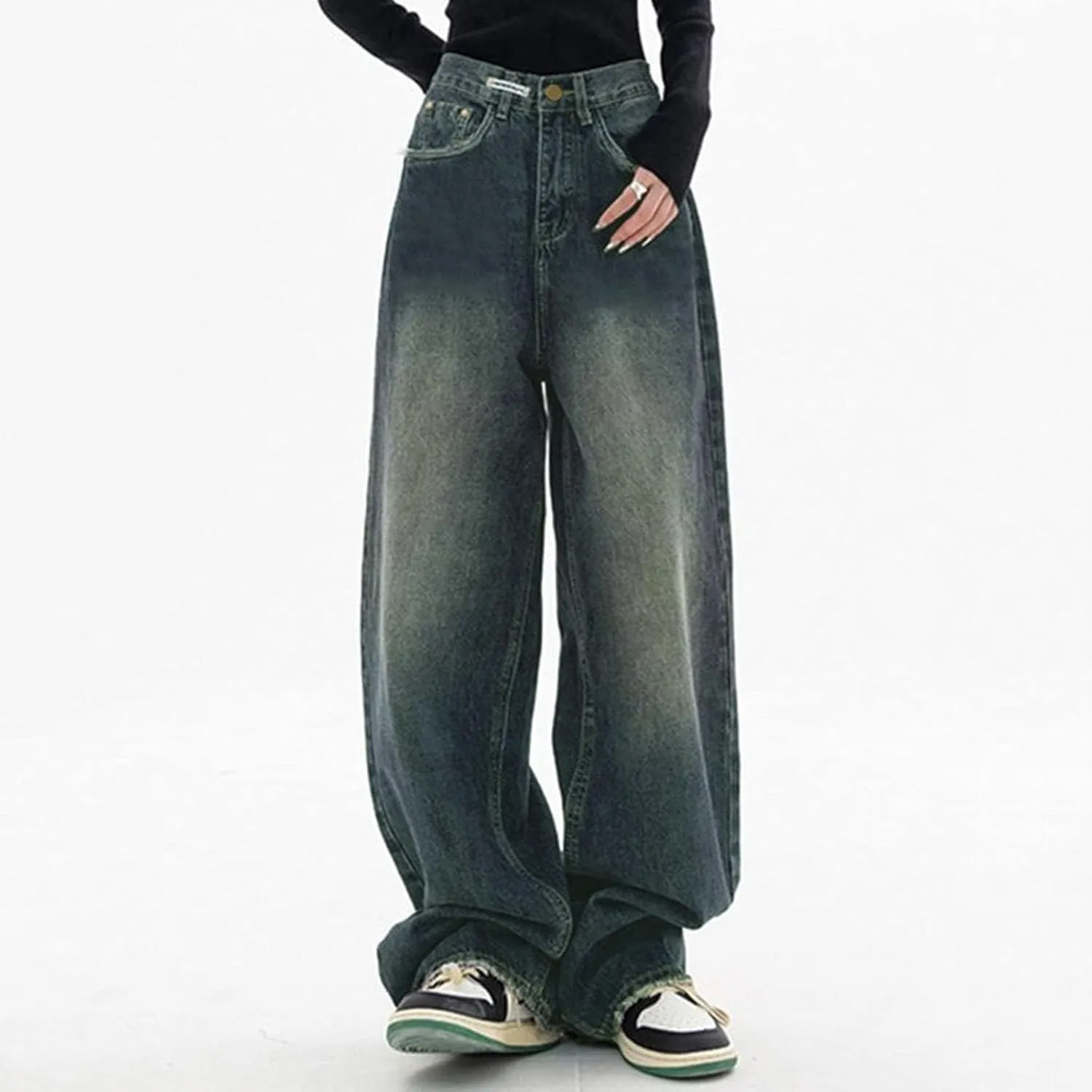 Baggy Jeans for Women Y2K High Street Pants Vintage Jeans Aesthetic Clothing Teen Girls Streetwear Hiphop