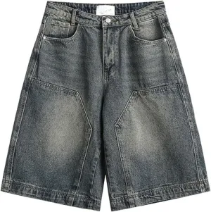 Baggy Jort Y2k Men Baggy Jeans Shorts Grunge Skater Pants Loose Cargo Jorts Hip Hop Denim Shorts