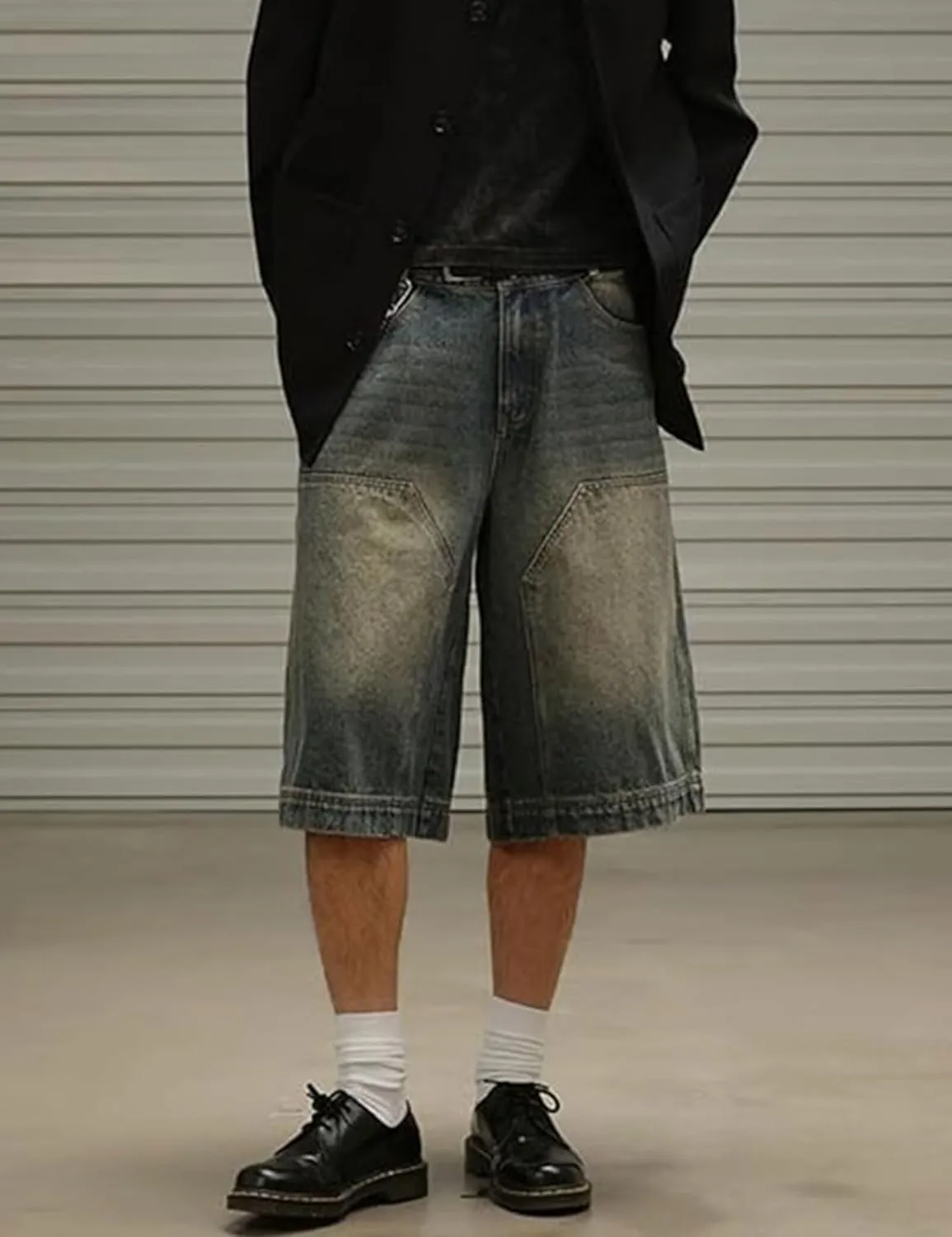 Baggy Jort Y2k Men Baggy Jeans Shorts Grunge Skater Pants Loose Cargo Jorts Hip Hop Denim Shorts