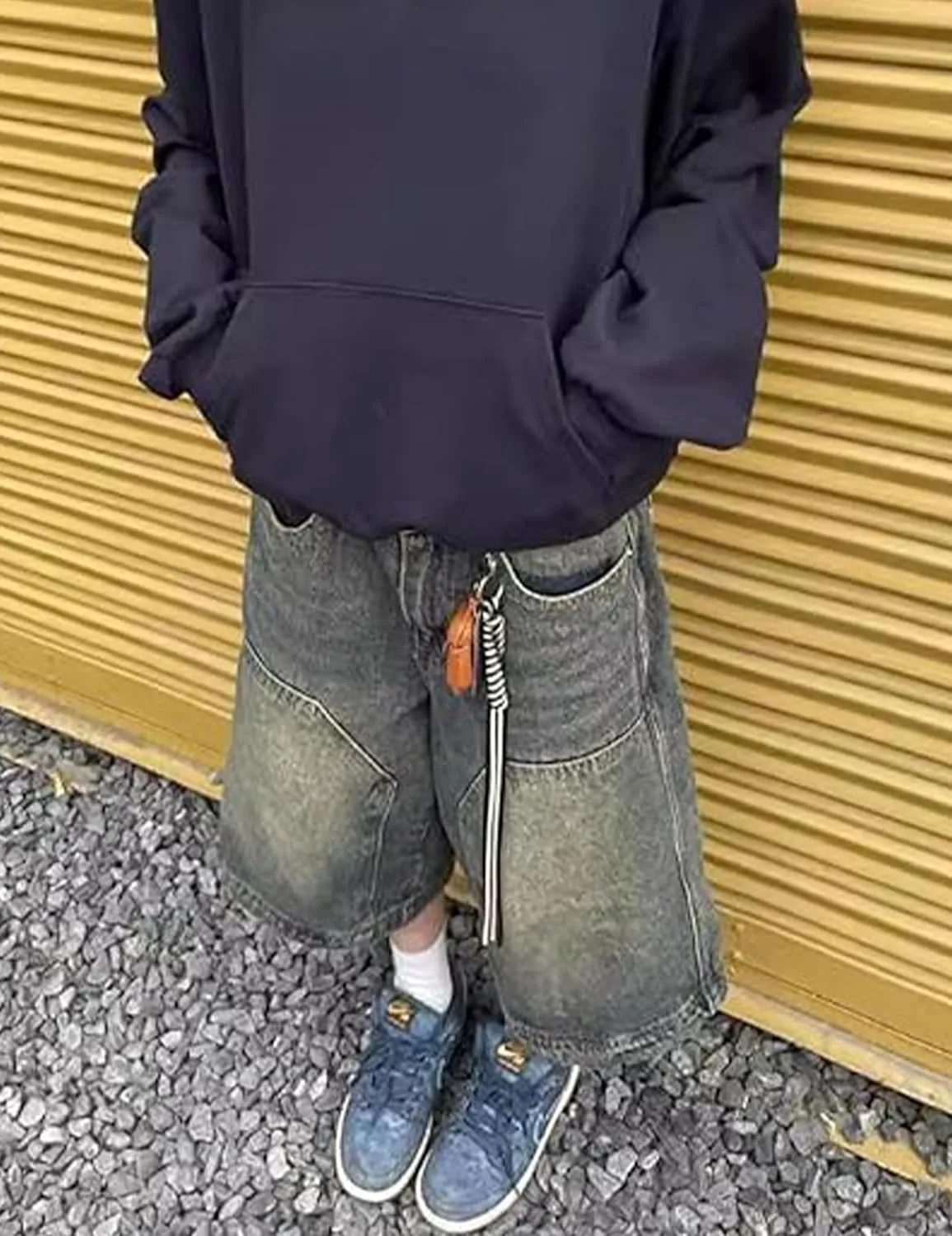 Baggy Jort Y2k Men Baggy Jeans Shorts Grunge Skater Pants Loose Cargo Jorts Hip Hop Denim Shorts