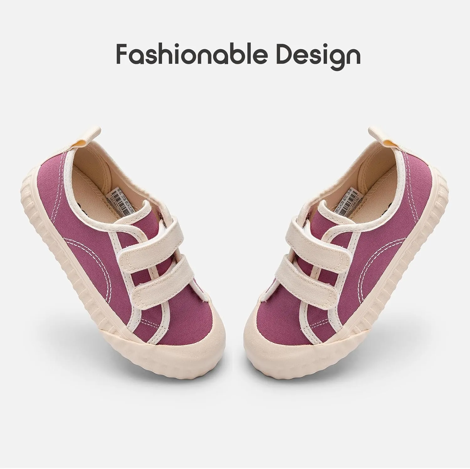 Balabala Toddler Sneakers for Boys and Girls Dual Hook and Loops Sneakers Slip On Canvas Shoes Soft and Durable