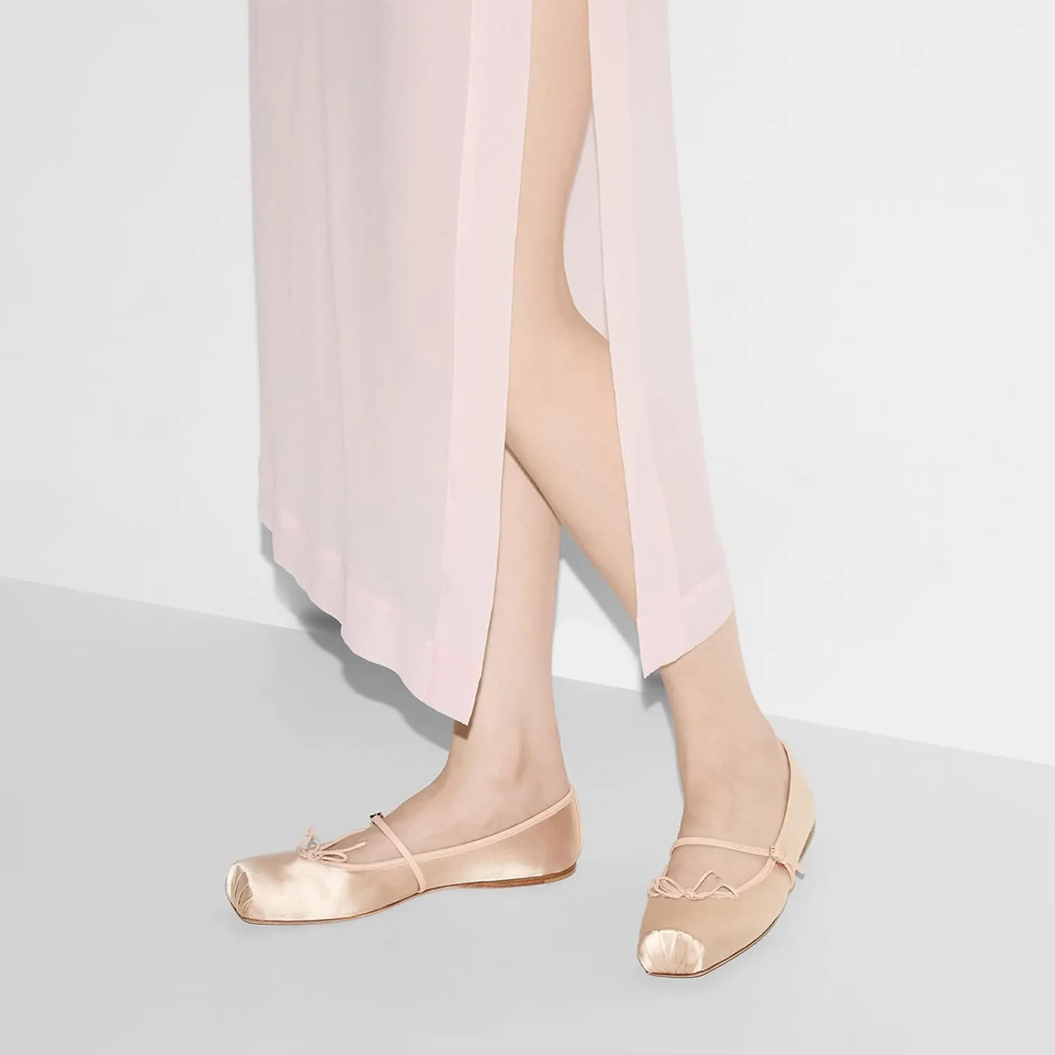 Ballet Flats Shoes for Women, Bows Slip On Comfortable Closed Square Toe Flats for Casual Dressy