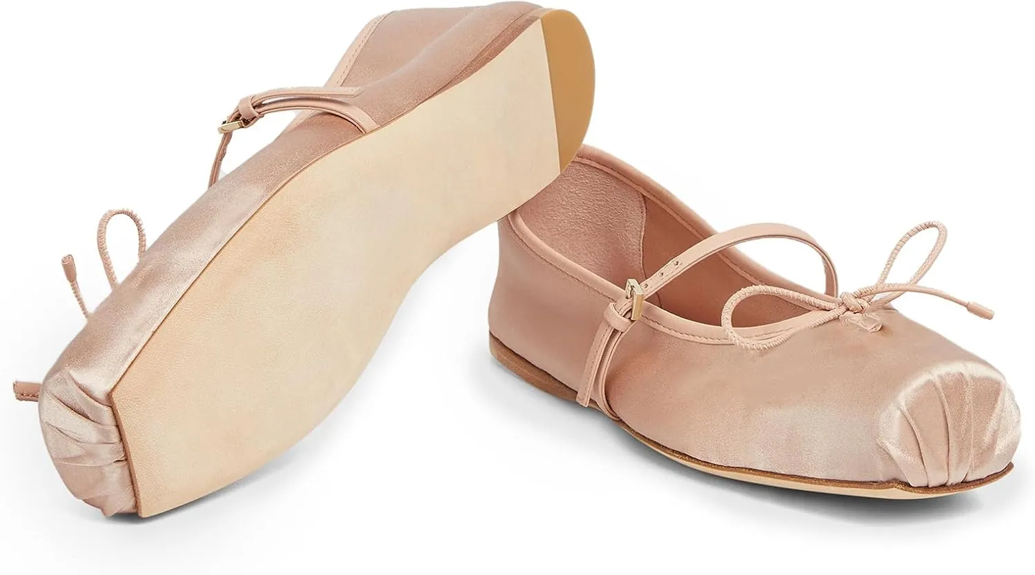 Ballet Flats Shoes for Women, Bows Slip On Comfortable Closed Square Toe Flats for Casual Dressy
