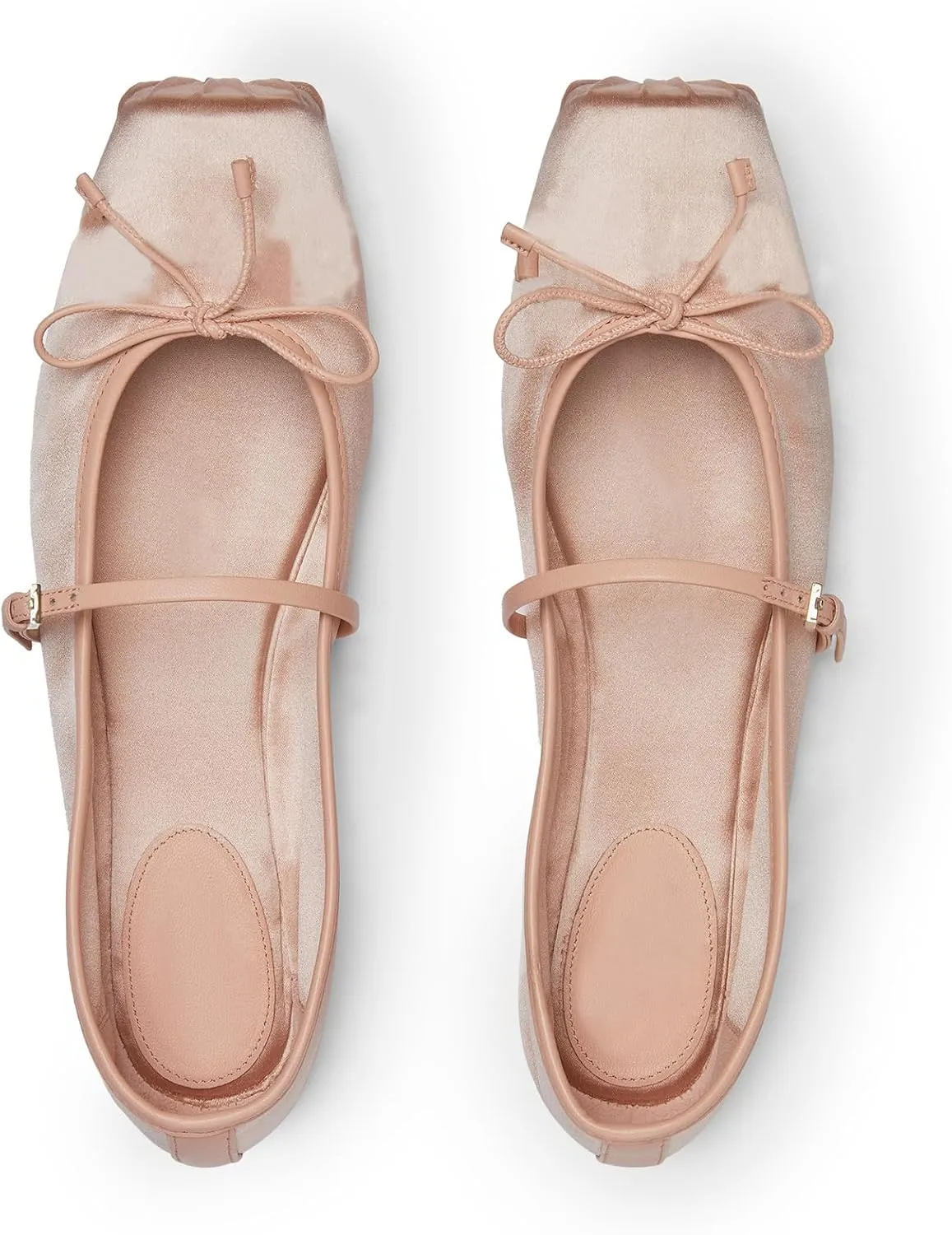 Ballet Flats Shoes for Women, Bows Slip On Comfortable Closed Square Toe Flats for Casual Dressy