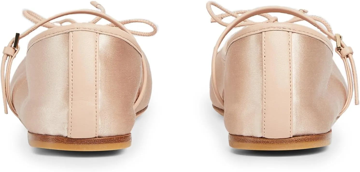 Ballet Flats Shoes for Women, Bows Slip On Comfortable Closed Square Toe Flats for Casual Dressy
