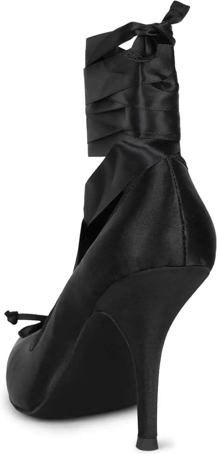 Ballet Heels for Women Elegant Mary Jane Ballet Flats Lace-Up Round Toe with Bow Casual and Stylish Footwear for Everyday Wear