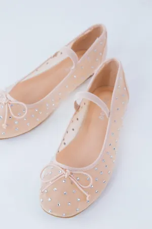 BAMBOO® Women's Studded Mesh Ballet Flats with Bow Detail