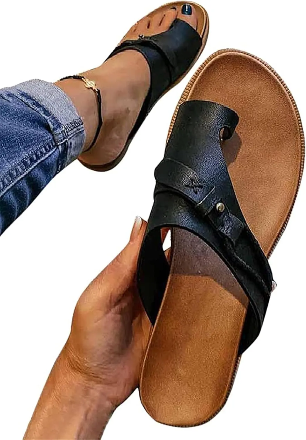 BBPM Women's Orthotic Sandals, Bunion Correction, Comfortable Platform Sandals, Black, EU40/US8
