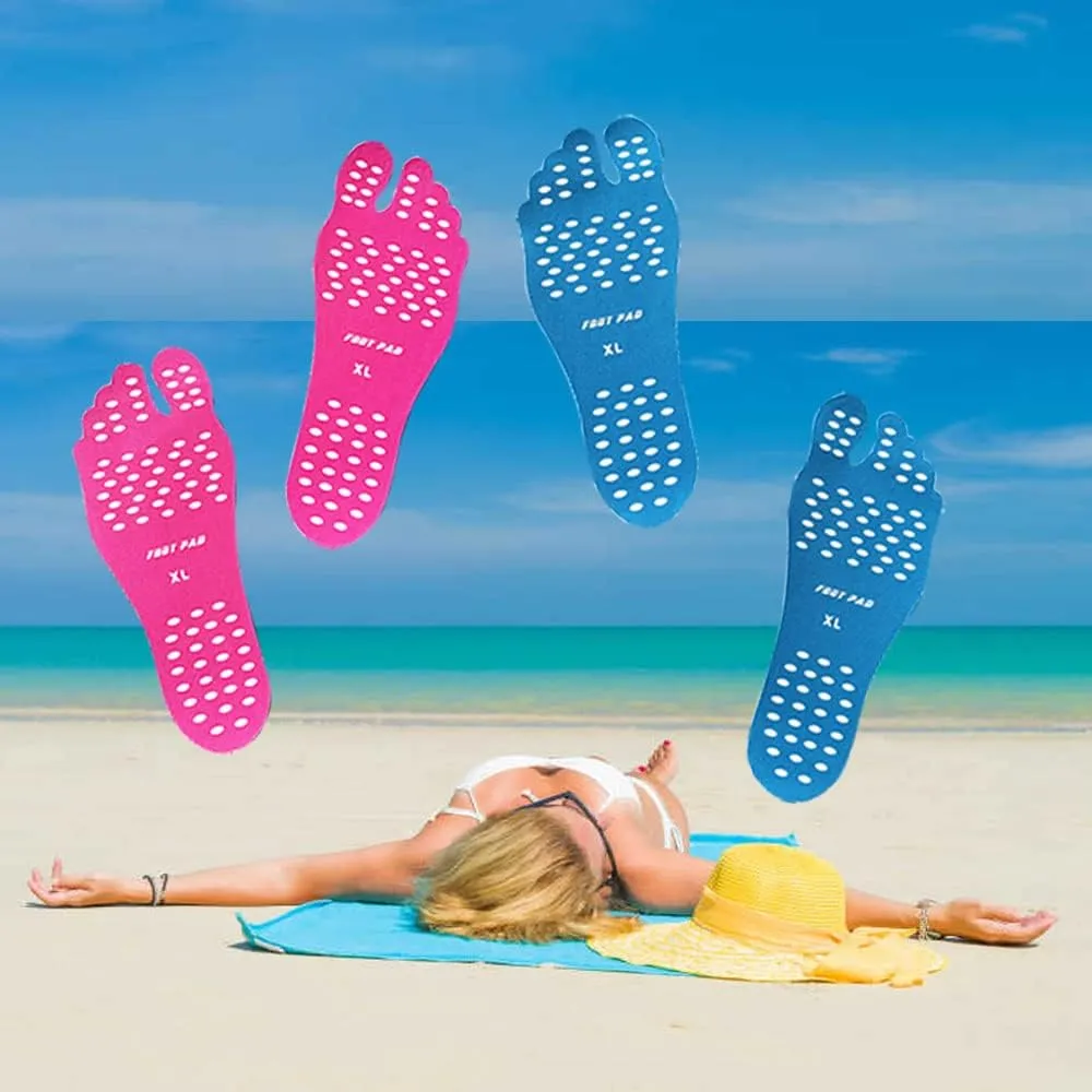 Beach Foot Pads Barefoot 6 Packs for Barefoot Lovers, Invisible Adhesive Stick on Feet Pad Soles for Beach, Swimming Pool, Spa, Hot Sand, Walking, Water Sport Party. (XL-6Packs)