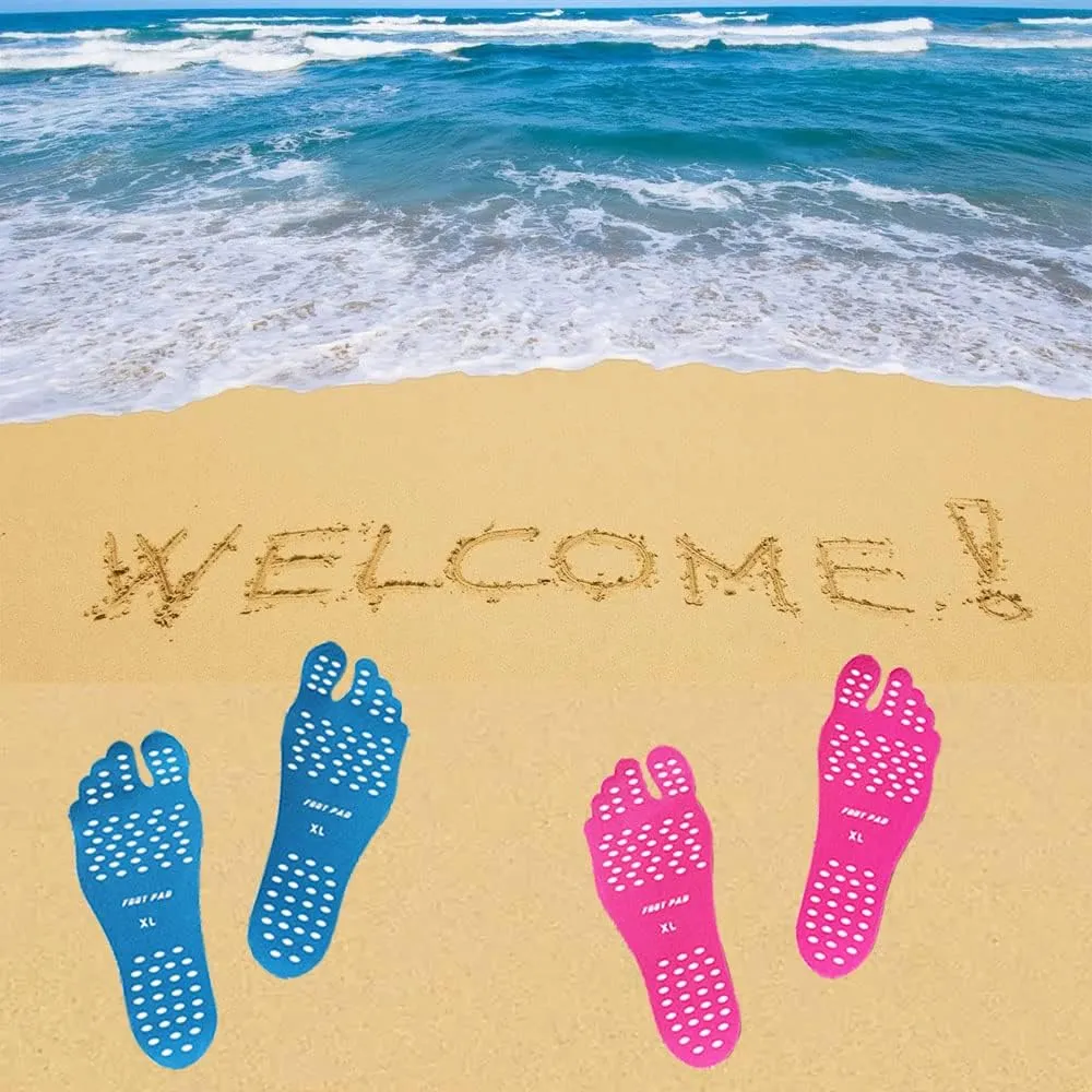 Beach Foot Pads Barefoot 6 Packs for Barefoot Lovers, Invisible Adhesive Stick on Feet Pad Soles for Beach, Swimming Pool, Spa, Hot Sand, Walking, Water Sport Party. (XL-6Packs)
