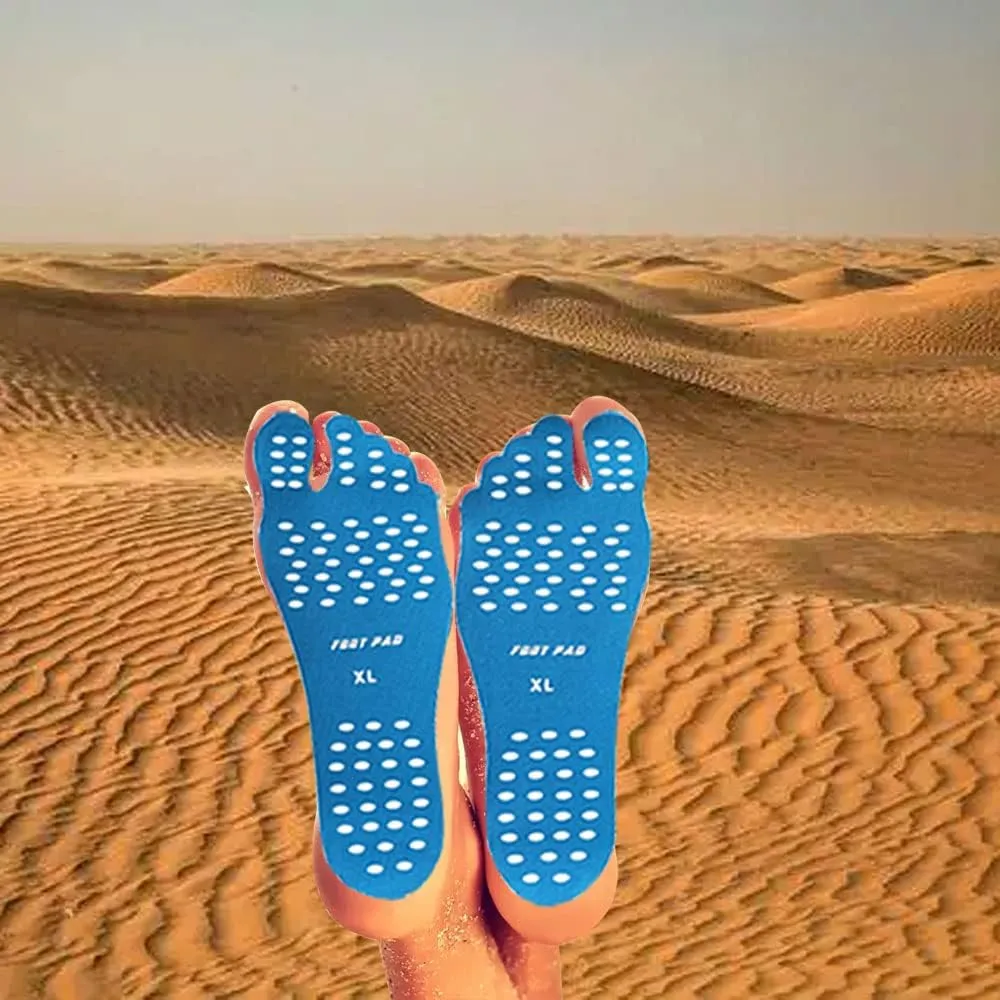 Beach Foot Pads Barefoot 6 Packs for Barefoot Lovers, Invisible Adhesive Stick on Feet Pad Soles for Beach, Swimming Pool, Spa, Hot Sand, Walking, Water Sport Party. (XL-6Packs)