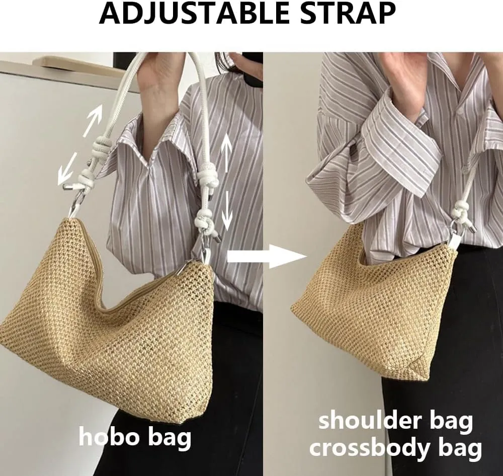 Beach Tote Bags for Women, Summer Slouchy Hobo Shoulder Crossbody Bag Womens Boho Purses and Handbags