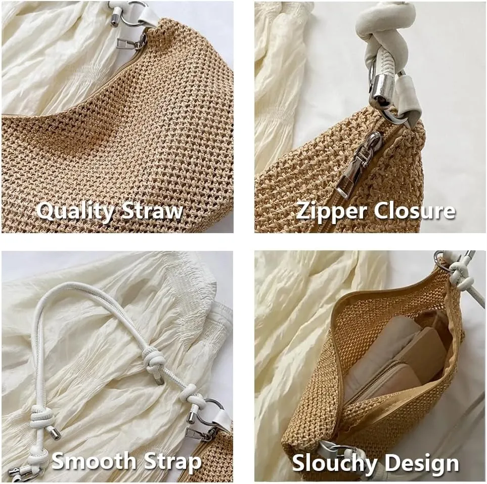 Beach Tote Bags for Women, Summer Slouchy Hobo Shoulder Crossbody Bag Womens Boho Purses and Handbags