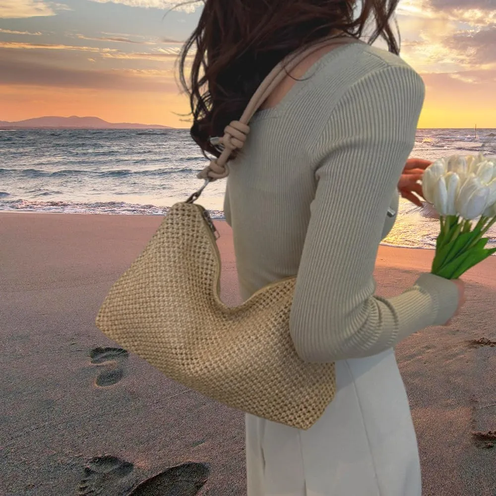 Beach Tote Bags for Women, Summer Slouchy Hobo Shoulder Crossbody Bag Womens Boho Purses and Handbags