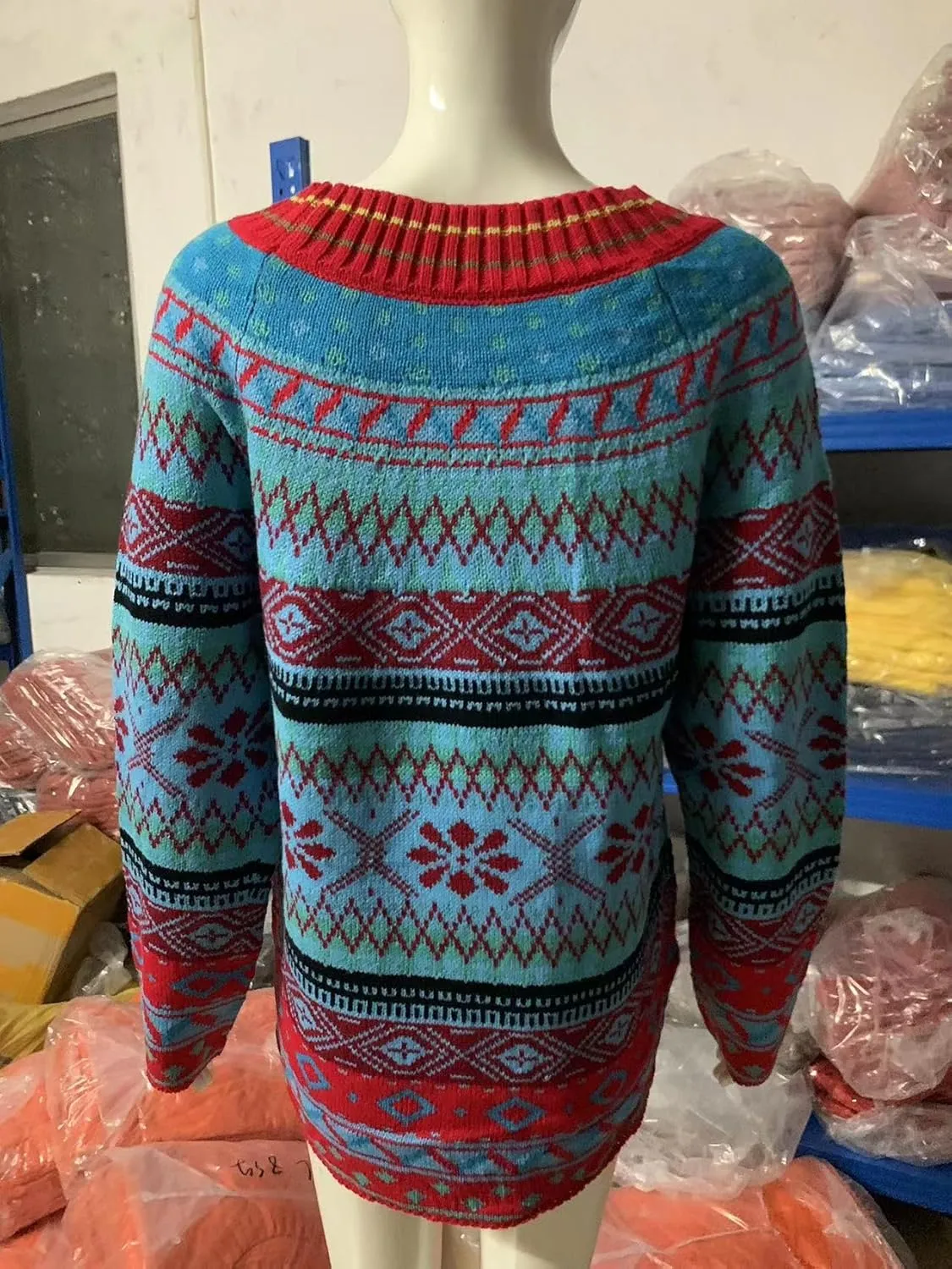 Bengbobar Fair Isle Sweater Womens Pullover Argyle Vintage Winter Fall Casual Boho Knit Tops Crewneck Long Sleeve Blouse