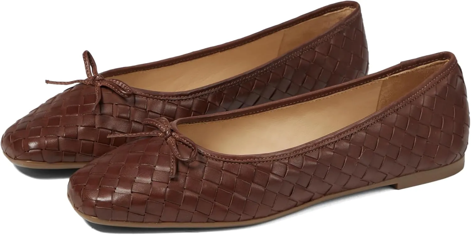 Bernardo Gwynn Woven - Flats for Women - Slight Block Heels - Bow Detailing - Square Toe Silhouette