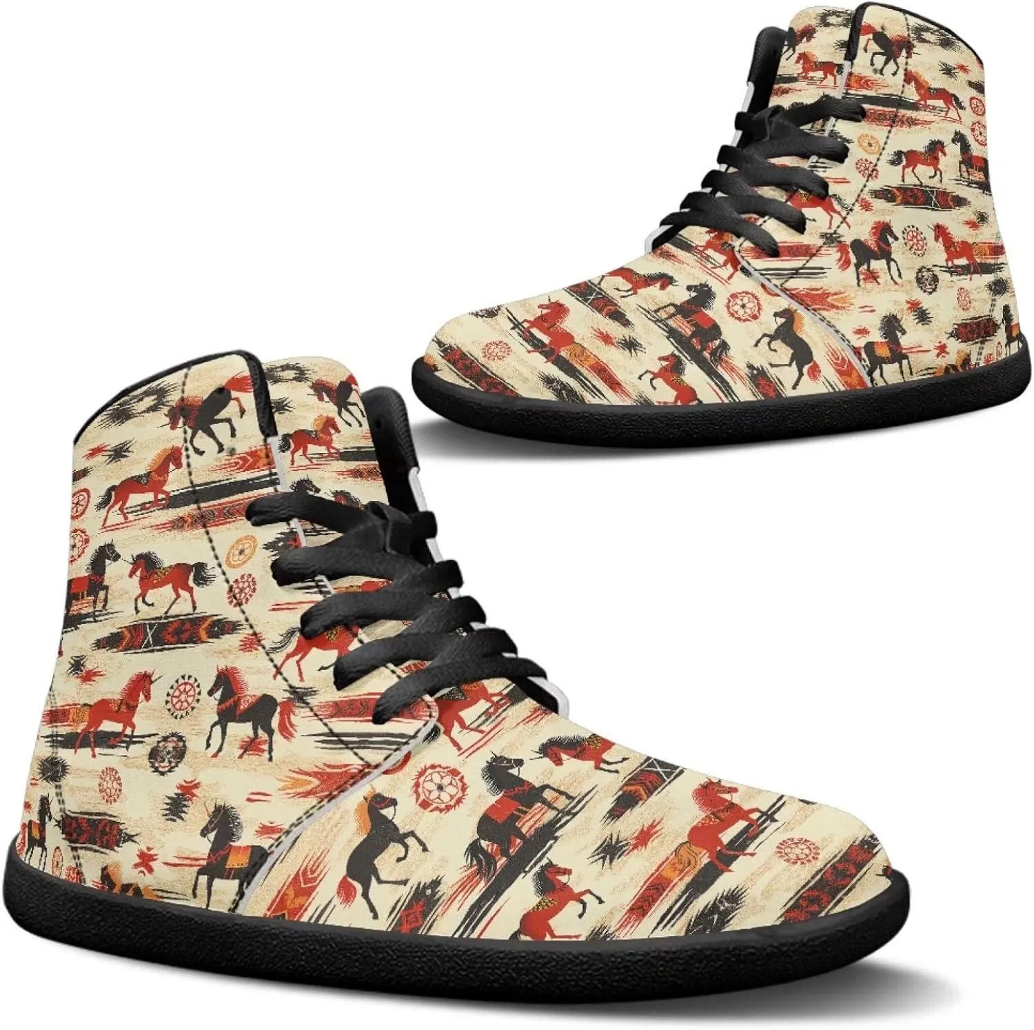 Binienty Mens Wide Width Barefoot Sneakers Classic Fashion High Tops Laces Tennis Walking Shoes Anti Slip