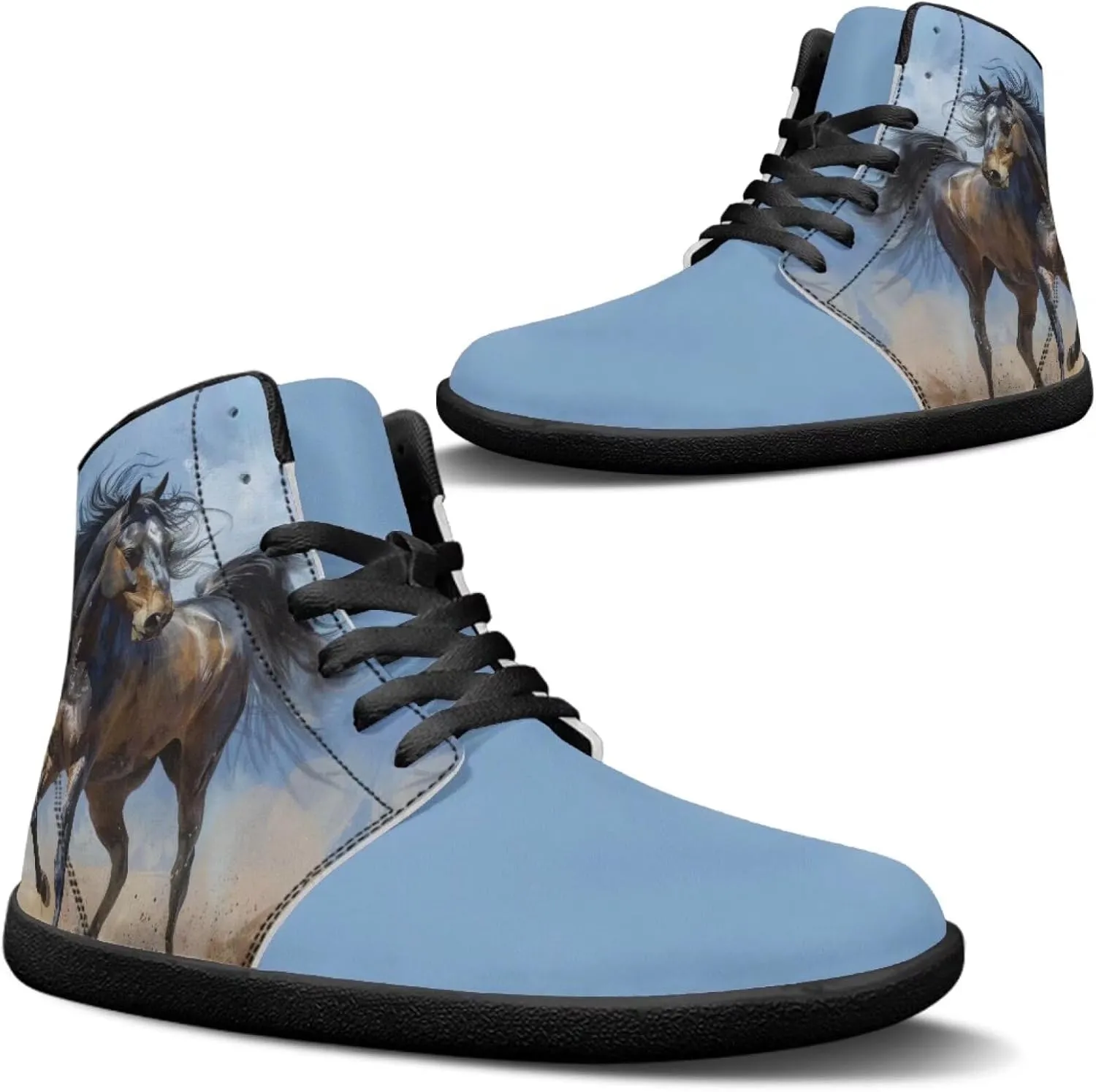 Binienty Mens Wide Width Barefoot Sneakers Classic Fashion High Tops Laces Tennis Walking Shoes Anti Slip
